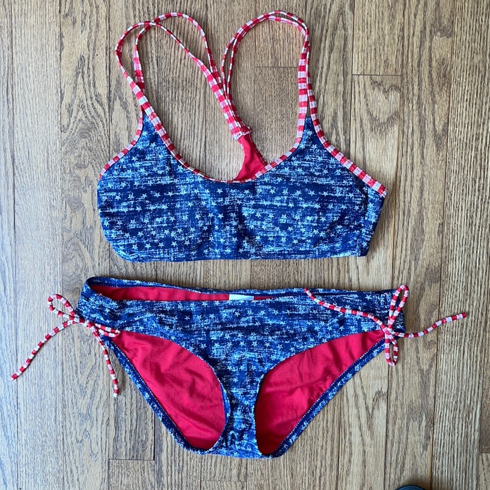 Red white and blue bikini